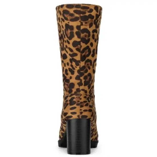 Allegra K Women's Mid Calf Block Heel Boots image {3}