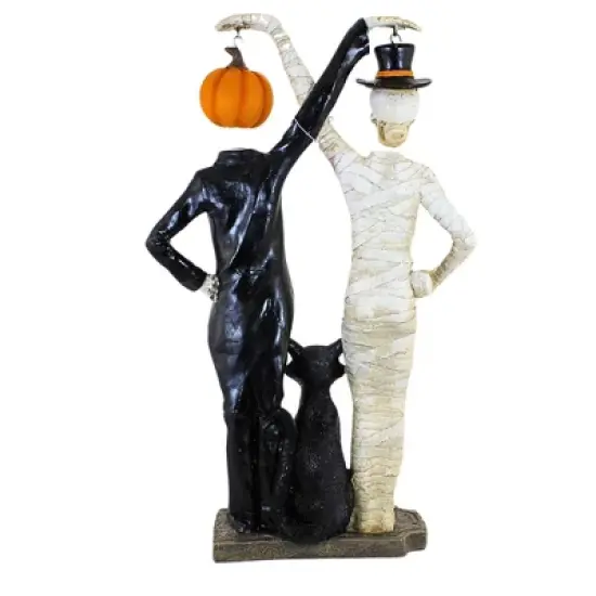 Transpac 18.5 Inch Skull & Pumpkin Hanging Head Halloween Figurine , Halloween Decor Mummy Cat (3PC) image {1}
