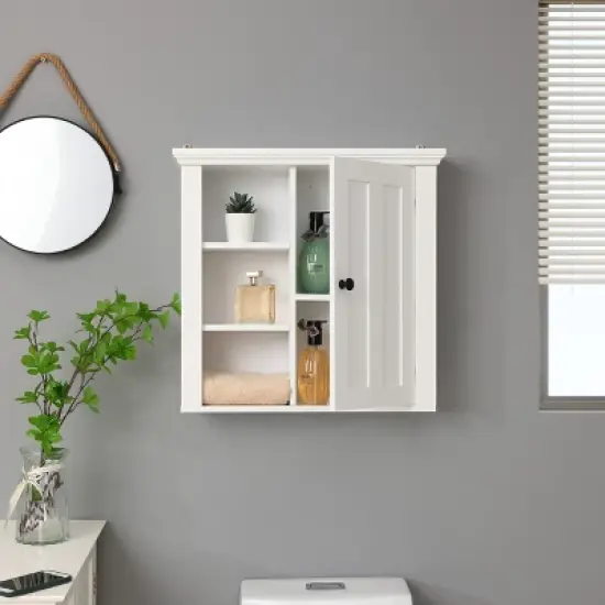 LuxenHome White MDF Wood Bathroom Wall Storage Cabinet image {9}