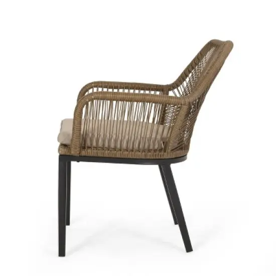 Russel 3pc Outdoor Wicker 2 Seater Chat Set - Light Brown/Beige - Christopher Knight Home image {5}