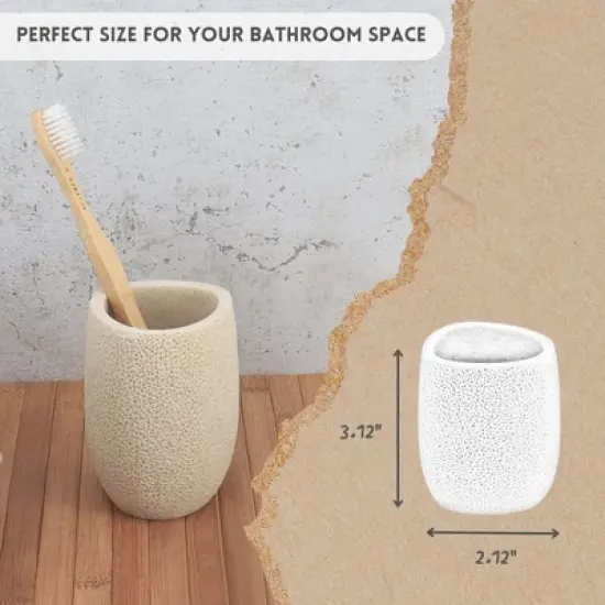 Evideco French Home Goods Elegant Sea Sponge Inspired Tumbler / Toothbrush Holder - Oceanic Charm image {2}