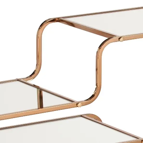 Marianne Mirrored Bar Cart Gold - Aiden Lane image {2}