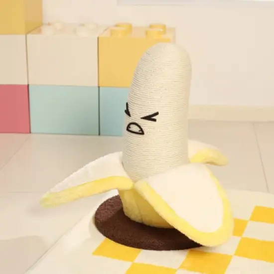 FairyLand&trade; Banana Cat Scratching Post &ndash; 17.3" Tall Funny Banana-Shaped Sisal Scratch Tower with Plush Base for Kittens & Indoor Cats image {8}