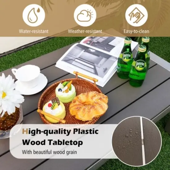 Costway Patio Aluminum Coffee Table Outdoor Rectangular Cocktail Accent Table Garden image {5}