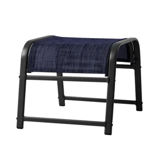 Hyleory 2-Pack Outdoor Teslin Fabric Footstools with Iron Frame - Waterproof Stackable Ottoman Set for Patio Garden and Poolside image {17}