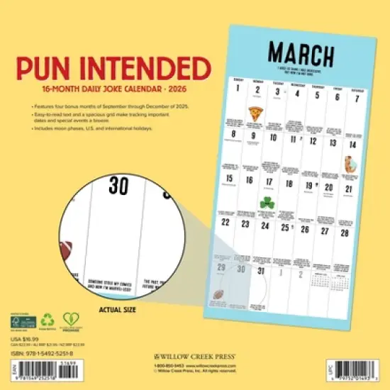 Willow Creek Press 2026 Pun Intended Wall Calendar image {1}