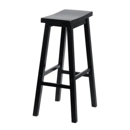 PJ Wood Classic Saddle-Seat 29" Tall Kitchen Counter Stools for Homes, Dining Spaces, and Bars with Backless Seats and 4 Square Legs, Black (8 Pack) image {2}