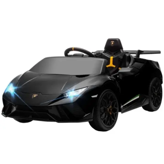 Qaba 12V Lamborghini Huracan Licensed Kids Electric Car with Parent Remote Control, Spring Suspension, Transport Wheel, Soft Start, LED Lights, Black image {3}