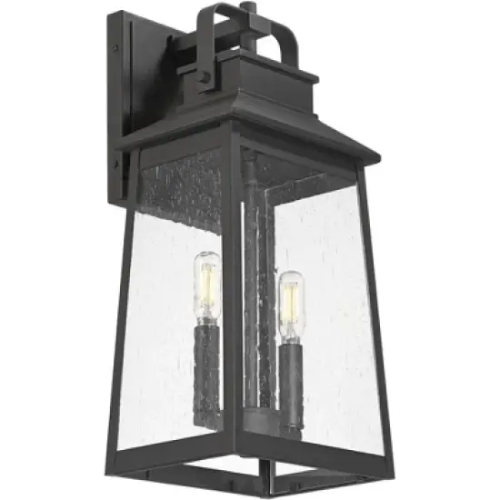John Timberland Jubliee 17 1/4" High Modern Outdoor Wall Light Fixture Mount Porch House Exterior 2-Light Weatherproof Black Metal Clear Glass Shade image {6}