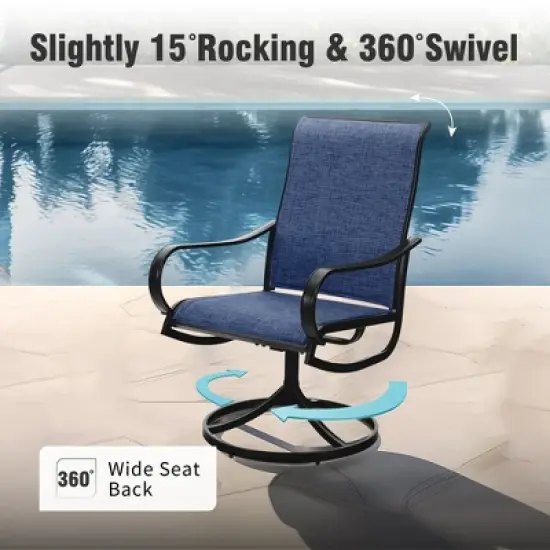 Captiva Designs 7pc Patio Dining Steel Rectangle Table & Textilene 360 Degree Swivel Chairs image {10}