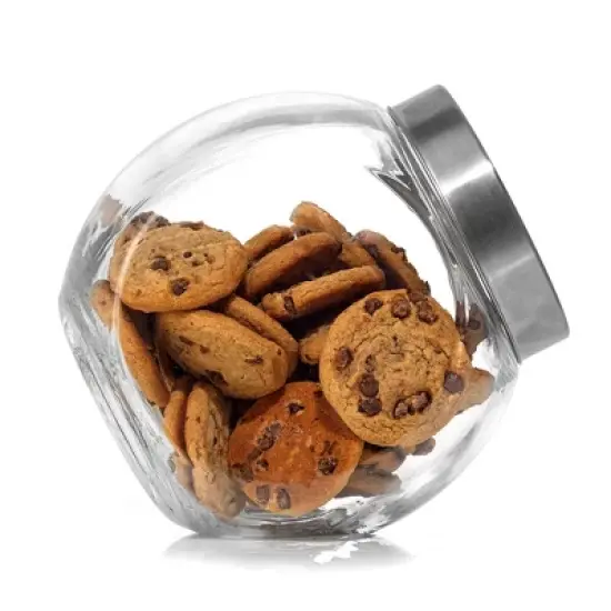 JoyFul Round Glass Cookie Jar with Airtight Lids - 67 oz Candy Jar, Dog Treat Container, Laundry Detergent Container - Set of 2 image {4}