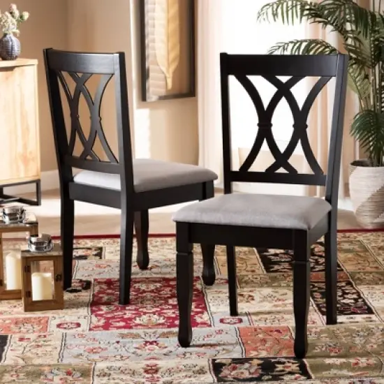 2pc Reneau Upholstered Wood Dining Chair Set - Baxton Studio image {5}