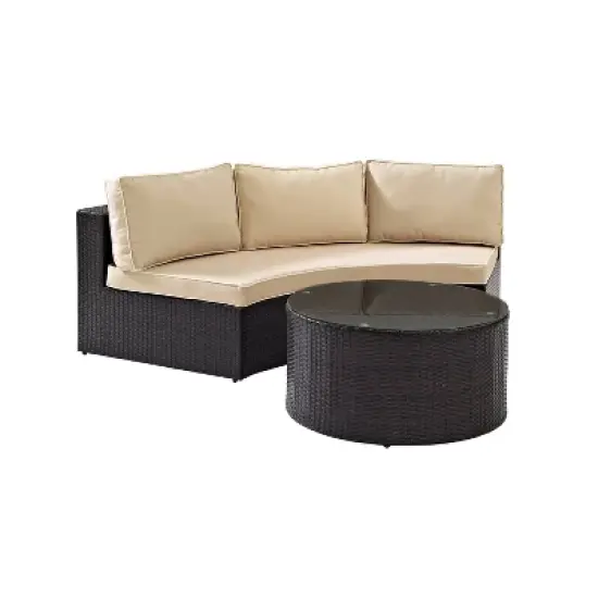 Catalina 2pc Outdoor Wicker Sectional Set - Sand - Crosley image {4}