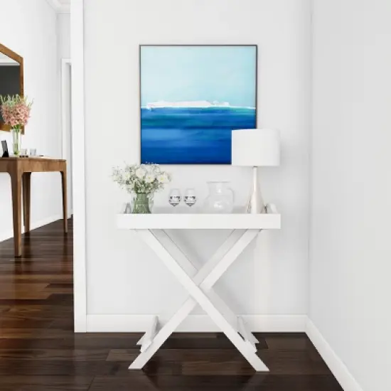 Hastings HomeFolding End Table with Wooden Stand and Removable Top Tray, White image {5}