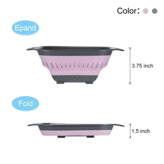 Unique Bargains Pasta Veggies Kitchen Collapsible Food Colander with Extendable Handle 3 Pcs image {2}