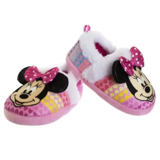 Disney Kids Girl's Minnie Mouse Slippers - Plush Lightweight Warm Comfort Soft Aline House Slippers - MultiColor (size 5-12 Toddler-Little Kid) image {2}
