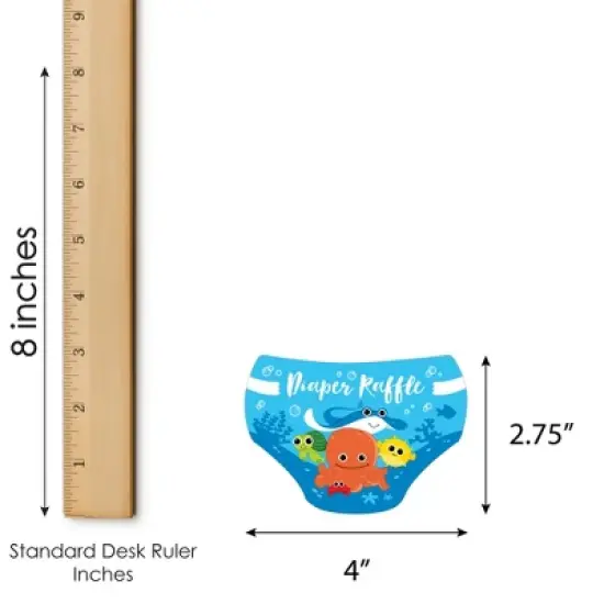 Big Dot of Happiness Under The Sea Critters - Diaper Shaped Raffle Ticket Inserts - Baby Shower Activities - Diaper Raffle Game - Set of 24 image {2}