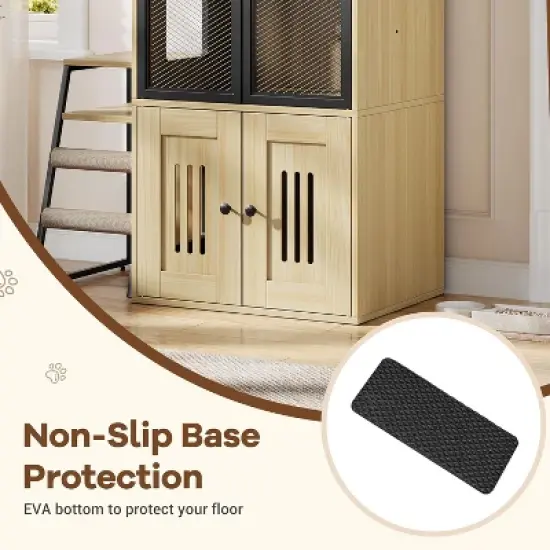 Cat Litter Box Enclosure, Double Cat House with Storage, Enclosed Litter Box Furniture with Ladder image {7}