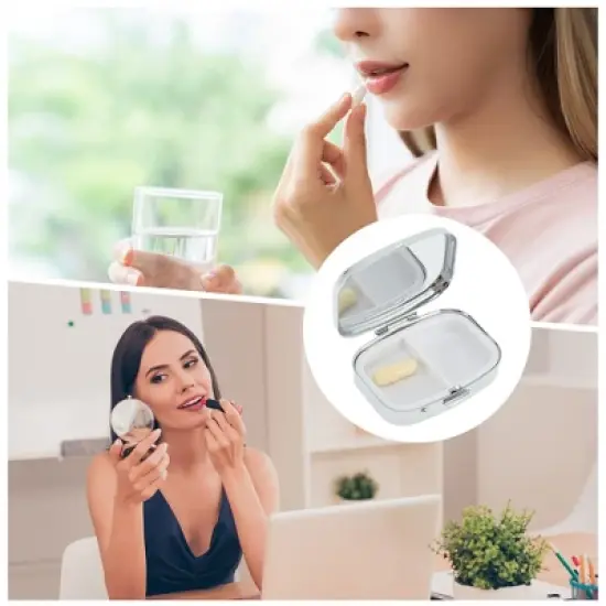 Unique Bargains 2 Compartments Square Pill Case 1 Pc image {3}