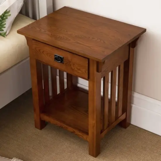 Medium Oak Nightstand - Leick Home image {4}
