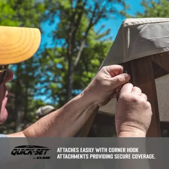 CLAM Quick-Set Outdoor Portable Escape Sky/Sky Camper Screened Gazebo Canopy Tent Rain Fly Tarp with Carry Bag, Cover Only, Tan image {1}