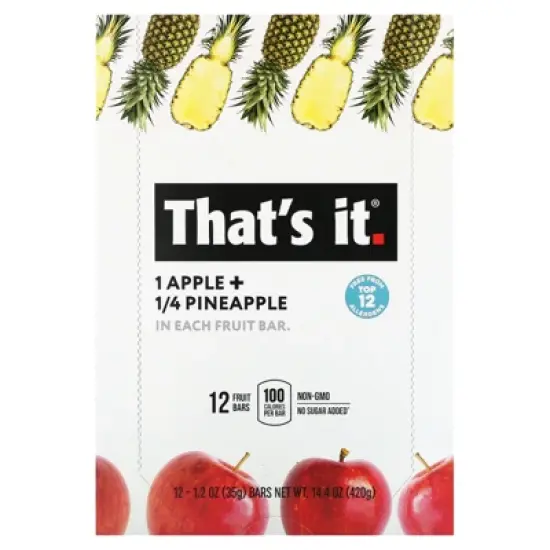 That's It Fruit Bar, Apple + Pineapple, 12 Bars, 1.2 oz (35 g) Each image {4}
