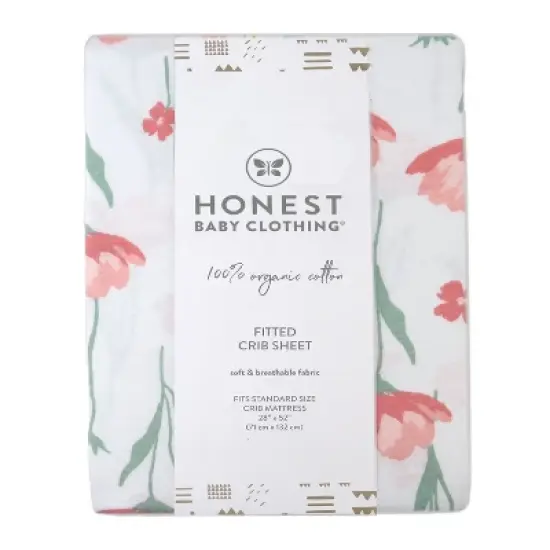 Honest Baby Organic Fitted Crib Sheet - Strawberry Pink Floral image {1}
