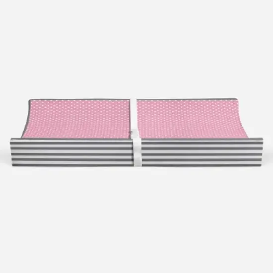 Bacati - Elephants Pink/Gray Pink Pin Dots Quilted Top Changing Pad Cover image {4}