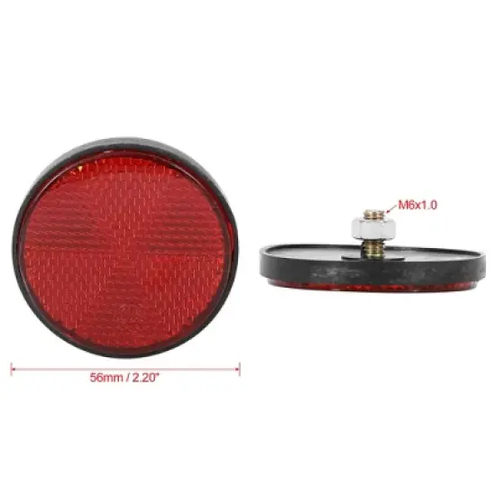 Unique Bargains M6x1.0 Red Universal Screw Mount Round Warning Reflector for Motorcycle image {2}
