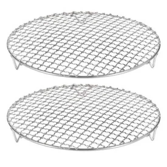 Unique Bargains Stainless Steel Round Cross Wire Barbecue Grill with Legs image {6}