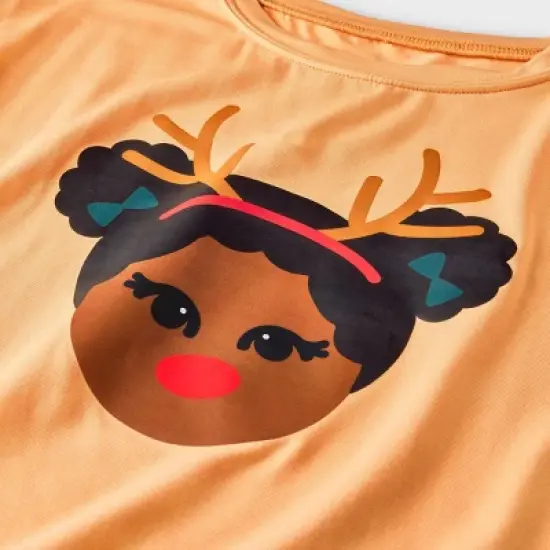 Elle Olivia Toddler Girls' 2pc Reindeer Pajama Set - Tan image {2}