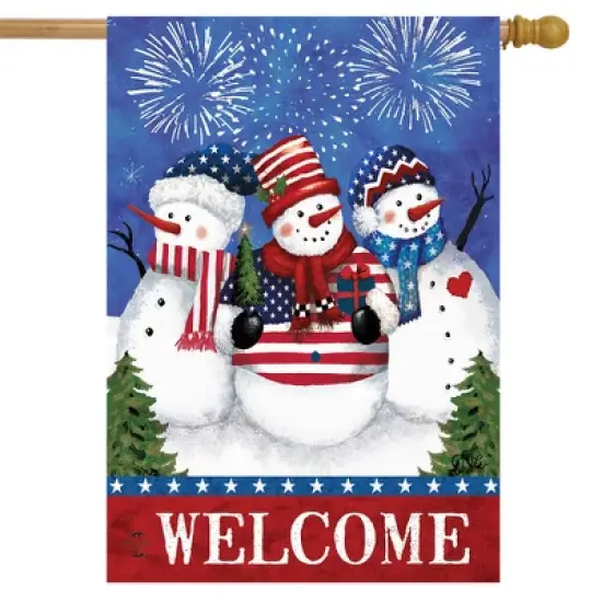 Briarwood Lane American Snowmen Winter House Flag Welcome Snowman image {1}