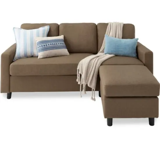 Best Choice Products Upholstered Sectional Sofa Couch w/ Chaise Lounge, 3-Seat Design, Ottoman Bench image {13}