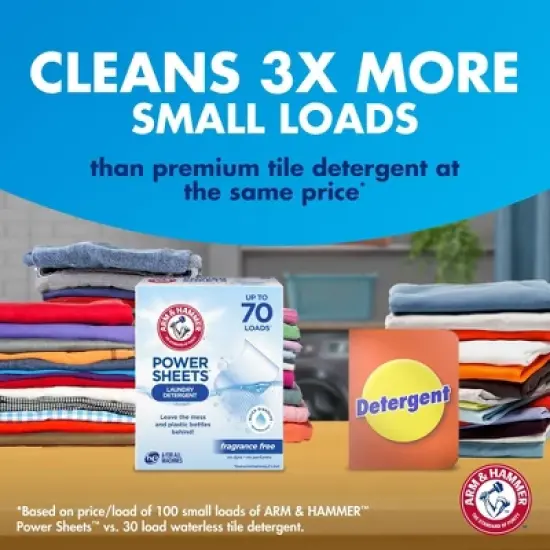 Arm & Hammer Laundry Detergent Sheets - Fragrance Free - 60ct image {8}