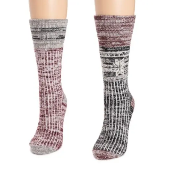 MUK LUKS Women's 2 Pair Pack Wool Lodge Socks image {2}
