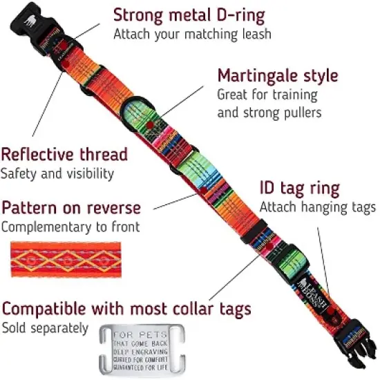 Leashboss Pattern Martingale Dog Collar, Reflective No-Pull Training Collar for Puppies and Dogs image {7}