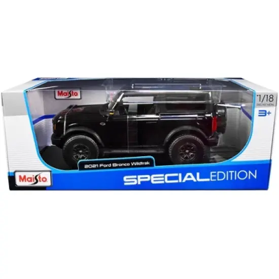 2021 Ford Bronco Wildtrak Black Metallic with Dark Gray Top "Special Edition" 1/18 Diecast Model Car by Maisto image {2}