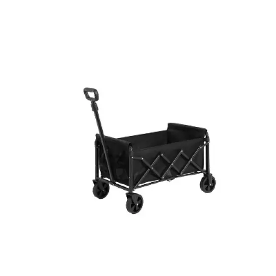 DOMETOUR Lightweight Folding Beach Wagon with Wheels - Heavy Duty Utility Cart for Grocery, Camping, Shopping, Sports, Garden - Large Capacity - Black image {8}