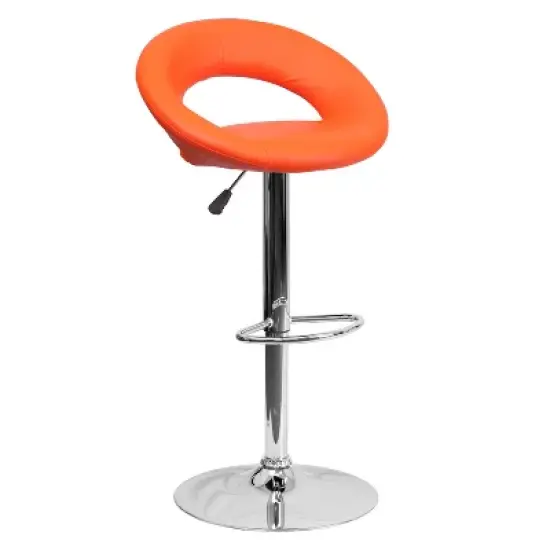 Flash Furniture Contemporary Vinyl Rounded Orbit-Style Back Adjustable Height Barstool with Chrome Base image {13}