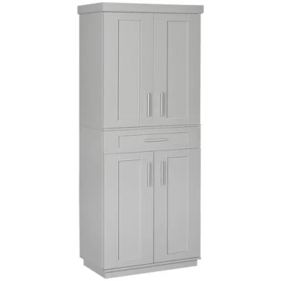 HOMCOM Modern Kitchen Pantry Freestanding Cabinet Cupboard with Doors and Drawer, Adjustable Shelving image {8}