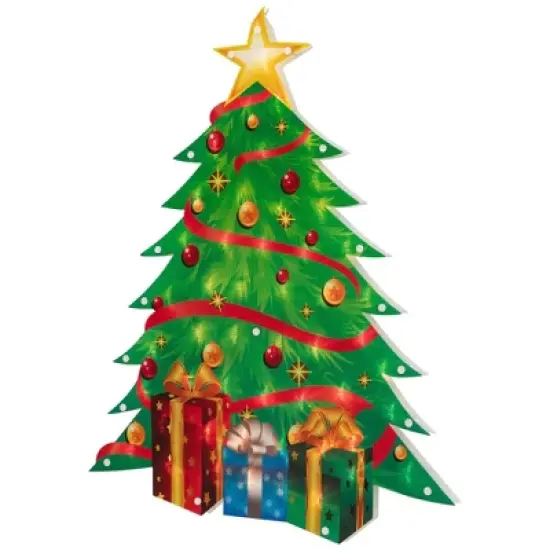 Northlight 22.5" Lighted Christmas Tree with Presents Window Silhouette image {4}