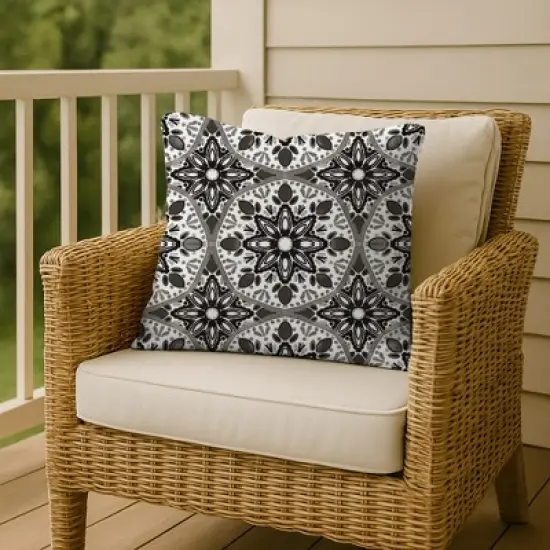 Creative Products Faded Black Gray Medallions 18x18 Indoor / Outdoor Pillow image {5}