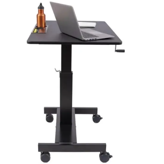 Stand Up Desk Store Crank Adjustable Height Single Column Rolling Mobile Standing Desk image {3}