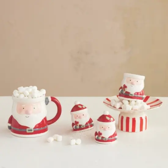 Storied Home 12-Ounce Hand-Painted Ceramic Santa Shaped Mug, Multicolor image {1}