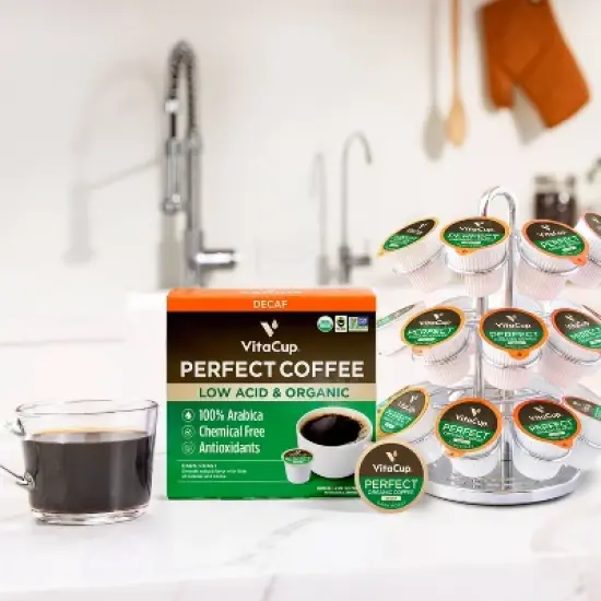 VitaCup Organic Decaf Perfect Dark Roast Low Acid Coffee Pod - 32ct image {2}