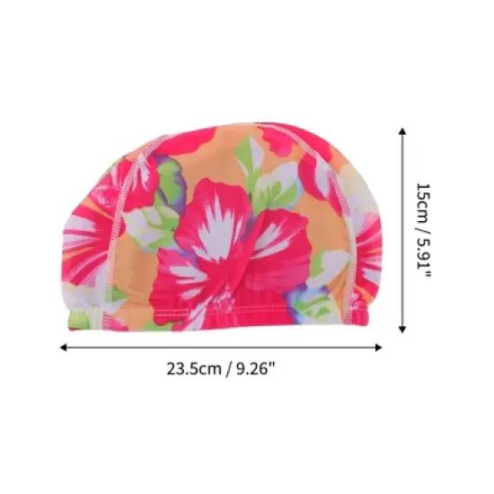 Unique Bargains Polyester Flower Pattern Swim Cap 5.91"x9.25" Rose Red 1 Pc image {3}