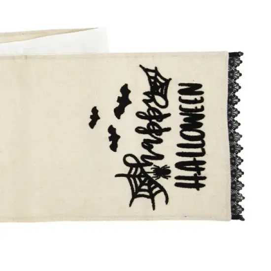 C&F Home Happy Halloween Black And White Embroidered Table Runner 14" x 72" image {2}