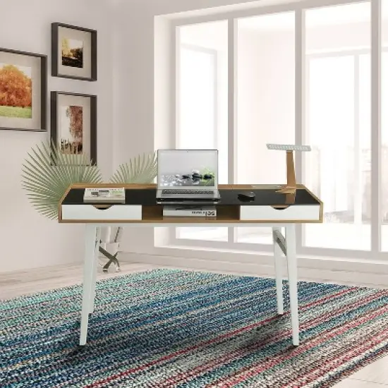 Compact Computer Desk with Multiple Storage Walnut - Techni Mobili image {1}
