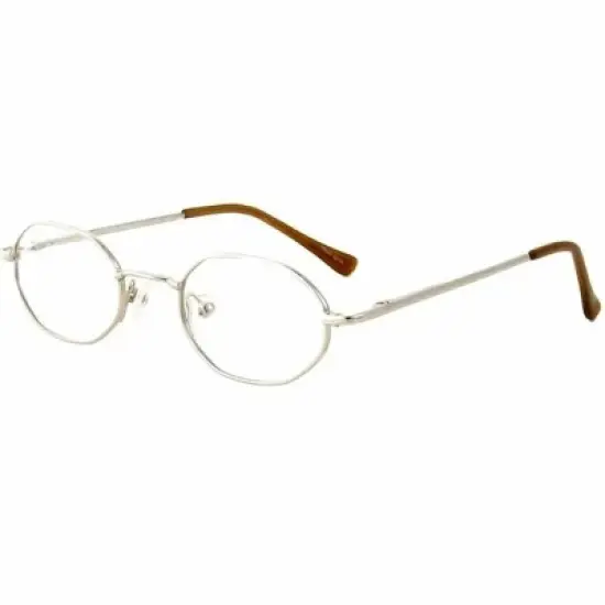 Metal Flex by Vivid E Designer Reading Eye Glasses in Chrome Gold 41mm +1.50 | Ladies | Oval Shape | X-Small Fit image {1}