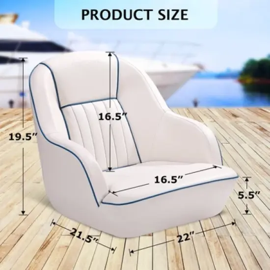 Pontoon Captain Bucket Seat With Thickened Sponge Padding, Fishing Chairs for Boats, Sightseeing, Speedboat, Canoe - 1-Piece image {4}